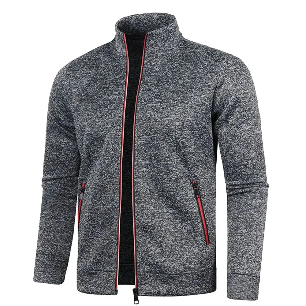 Men's Stand Up Collar Zip Sweater: Fashionable Autumn/Winter Thin Jacket