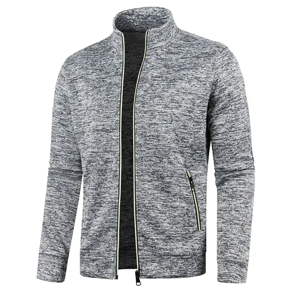 Men's Stand Up Collar Zip Sweater: Fashionable Autumn/Winter Thin Jacket