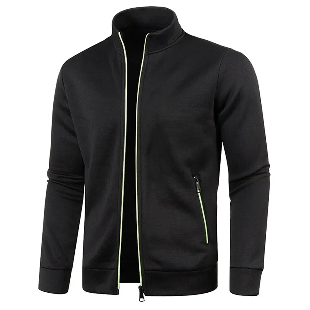 Men's Stand Up Collar Zip Sweater: Fashionable Autumn/Winter Thin Jacket