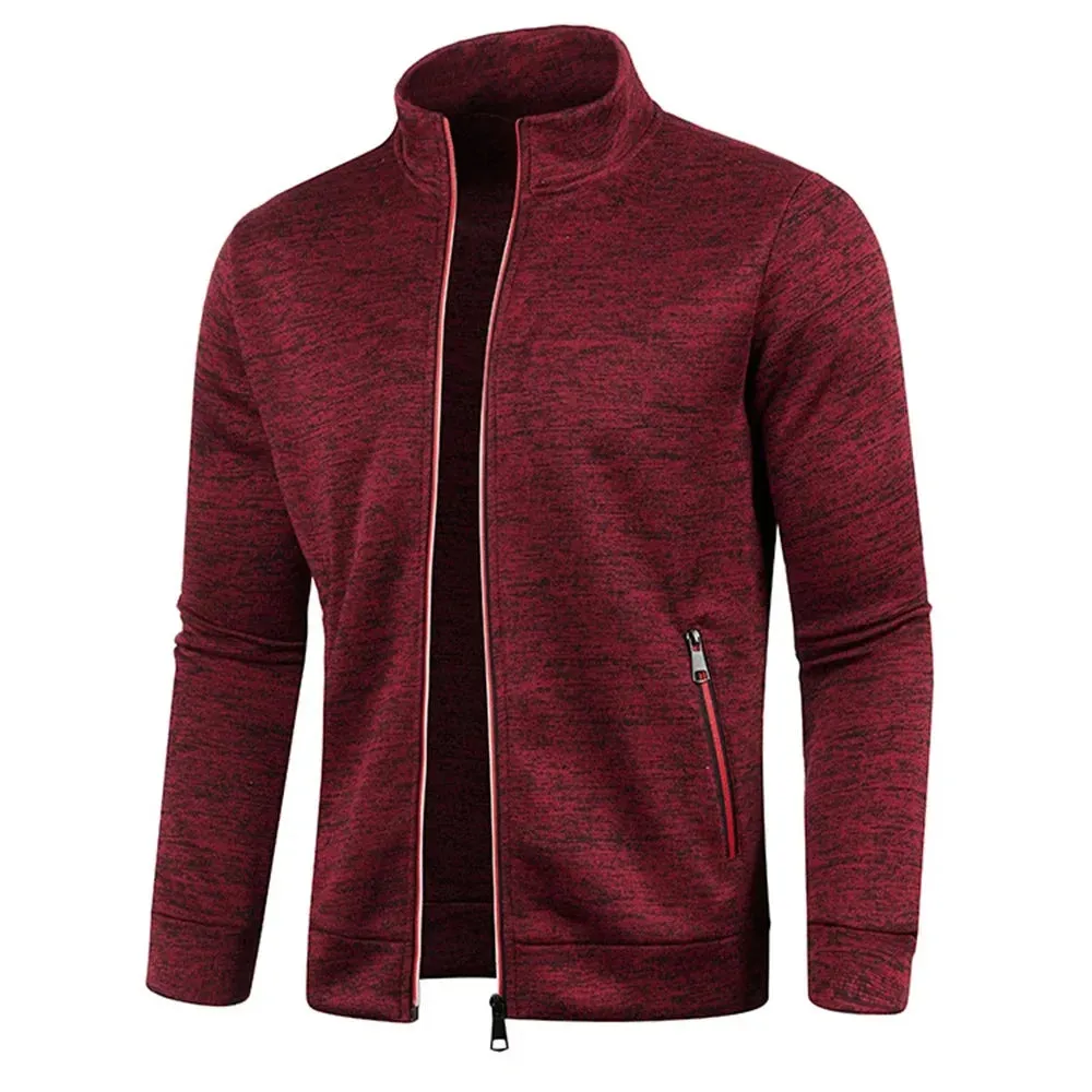Men's Stand Up Collar Zip Sweater: Fashionable Autumn/Winter Thin Jacket