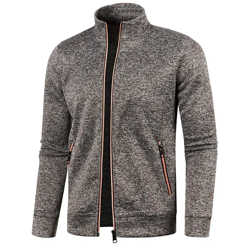 Men's Stand Up Collar Zip Sweater: Fashionable Autumn/Winter Thin Jacket