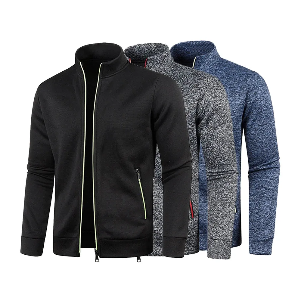 Men's Stand Up Collar Zip Sweater: Fashionable Autumn/Winter Thin Jacket