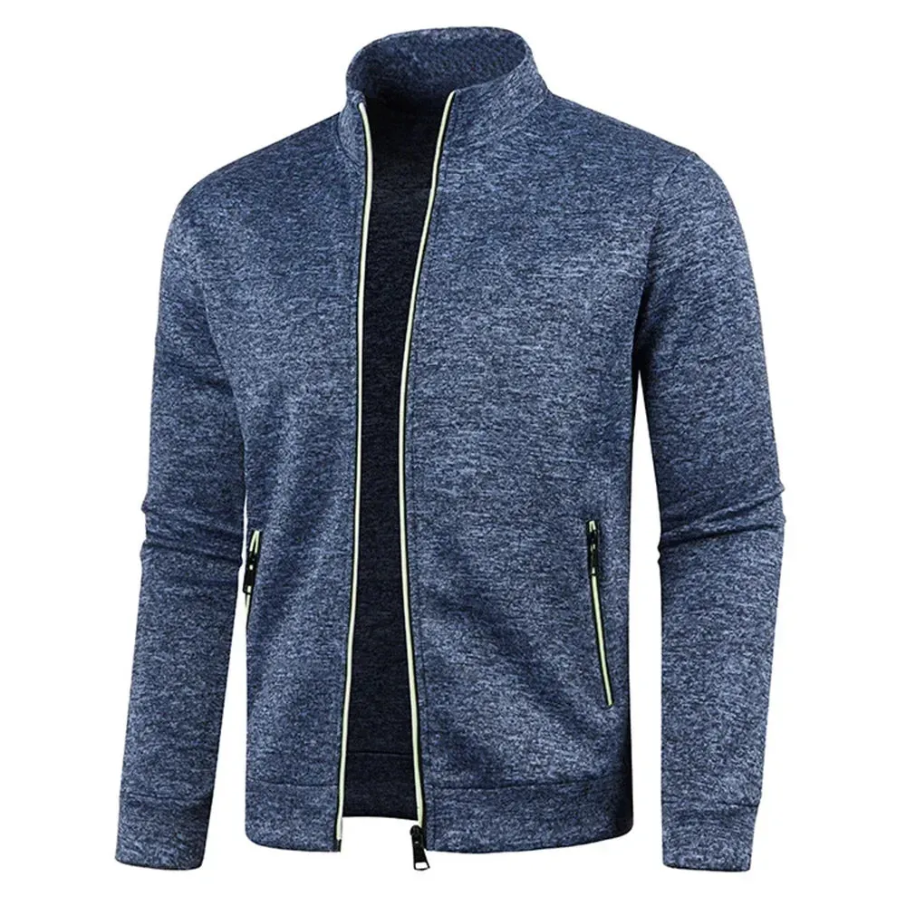 Men's Stand Up Collar Zip Sweater: Fashionable Autumn/Winter Thin Jacket