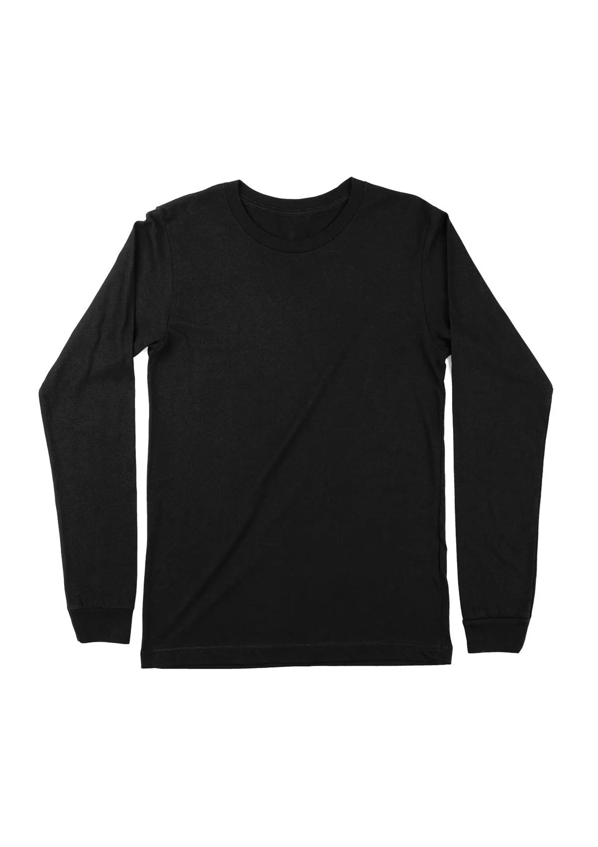 Mens T-Shirts Long Sleeve Crew Neck Midnight Black Tri-Blend