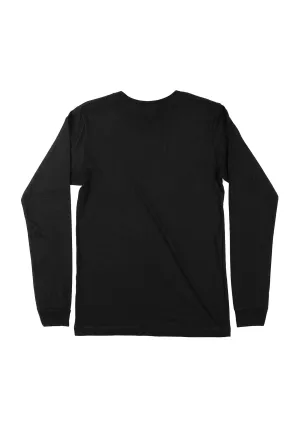 Mens T-Shirts Long Sleeve Crew Neck Midnight Black Tri-Blend