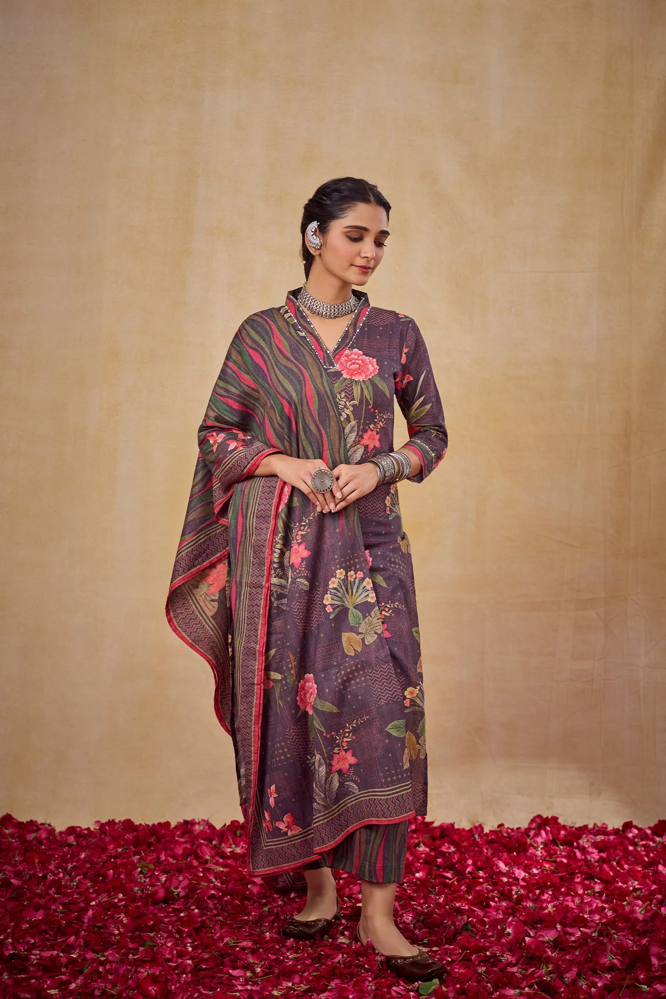 Midnight Black Suit Set with Dupatta