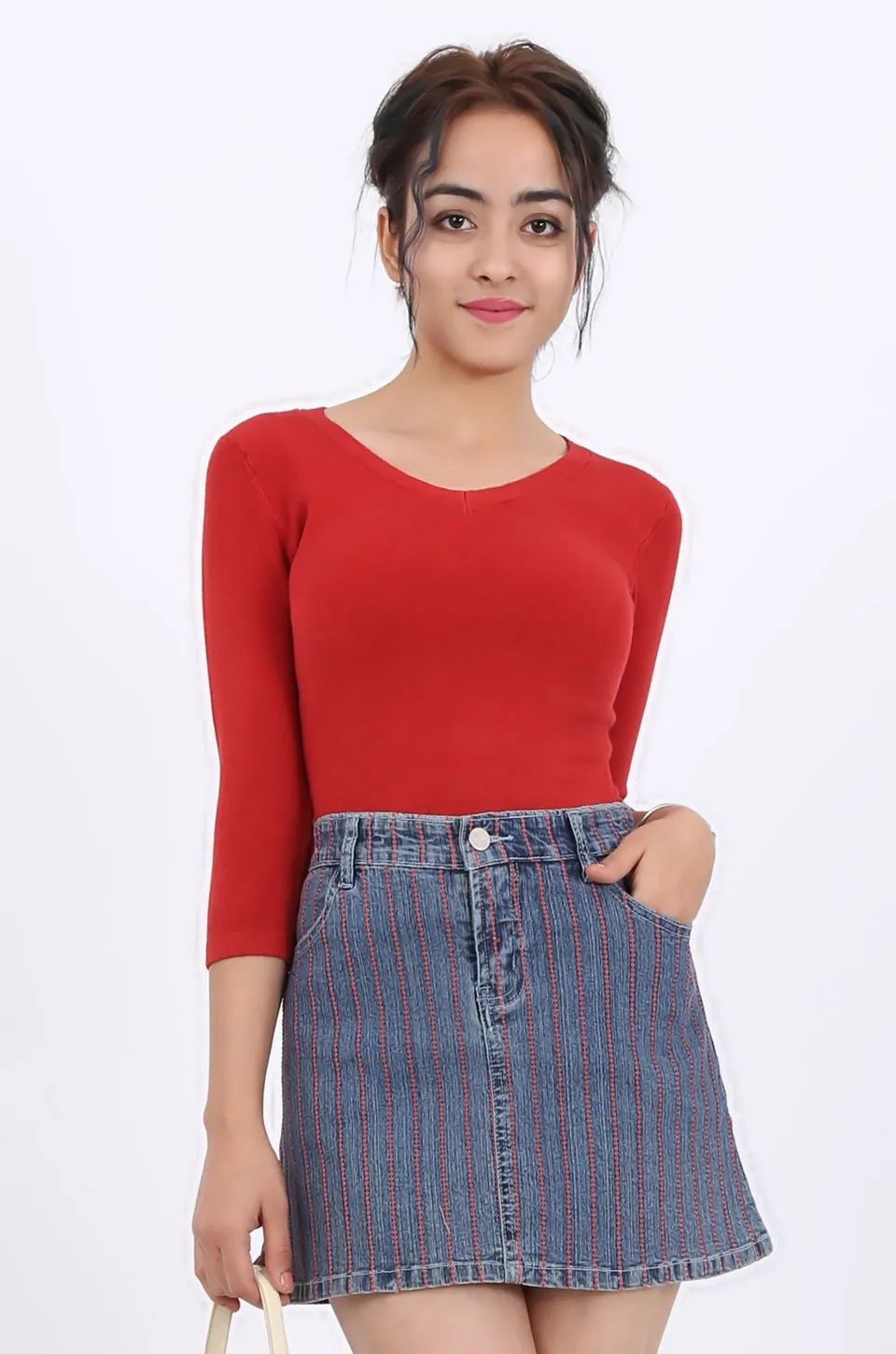 MISS PINKI Callie blue denim mini skirt