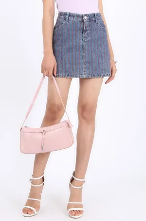 MISS PINKI Callie blue denim mini skirt