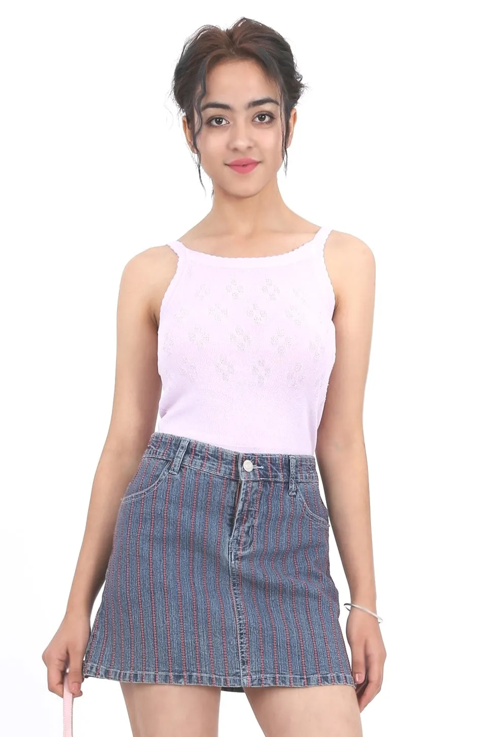 MISS PINKI Callie blue denim mini skirt