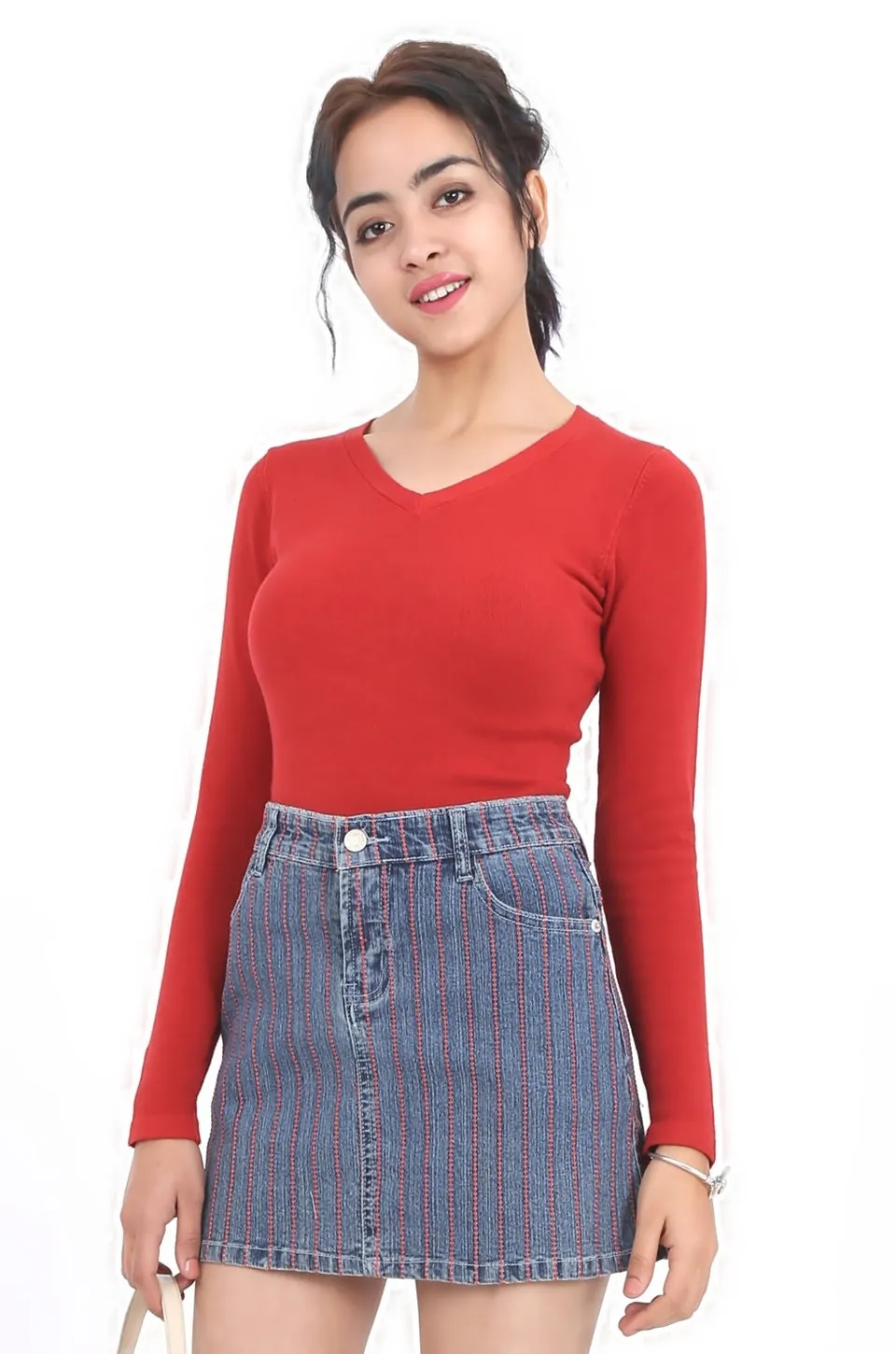 MISS PINKI Callie blue denim mini skirt