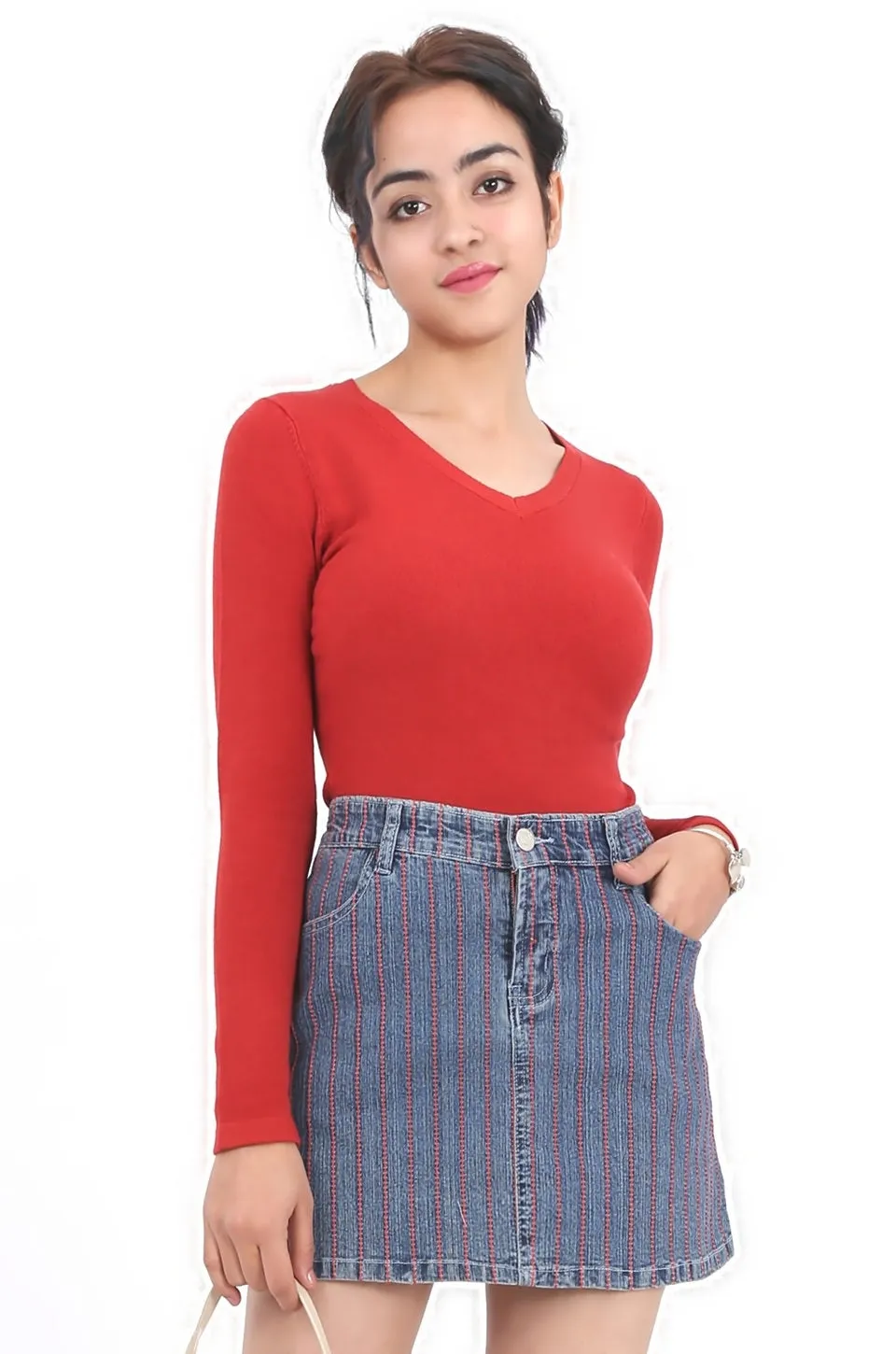 MISS PINKI Callie blue denim mini skirt