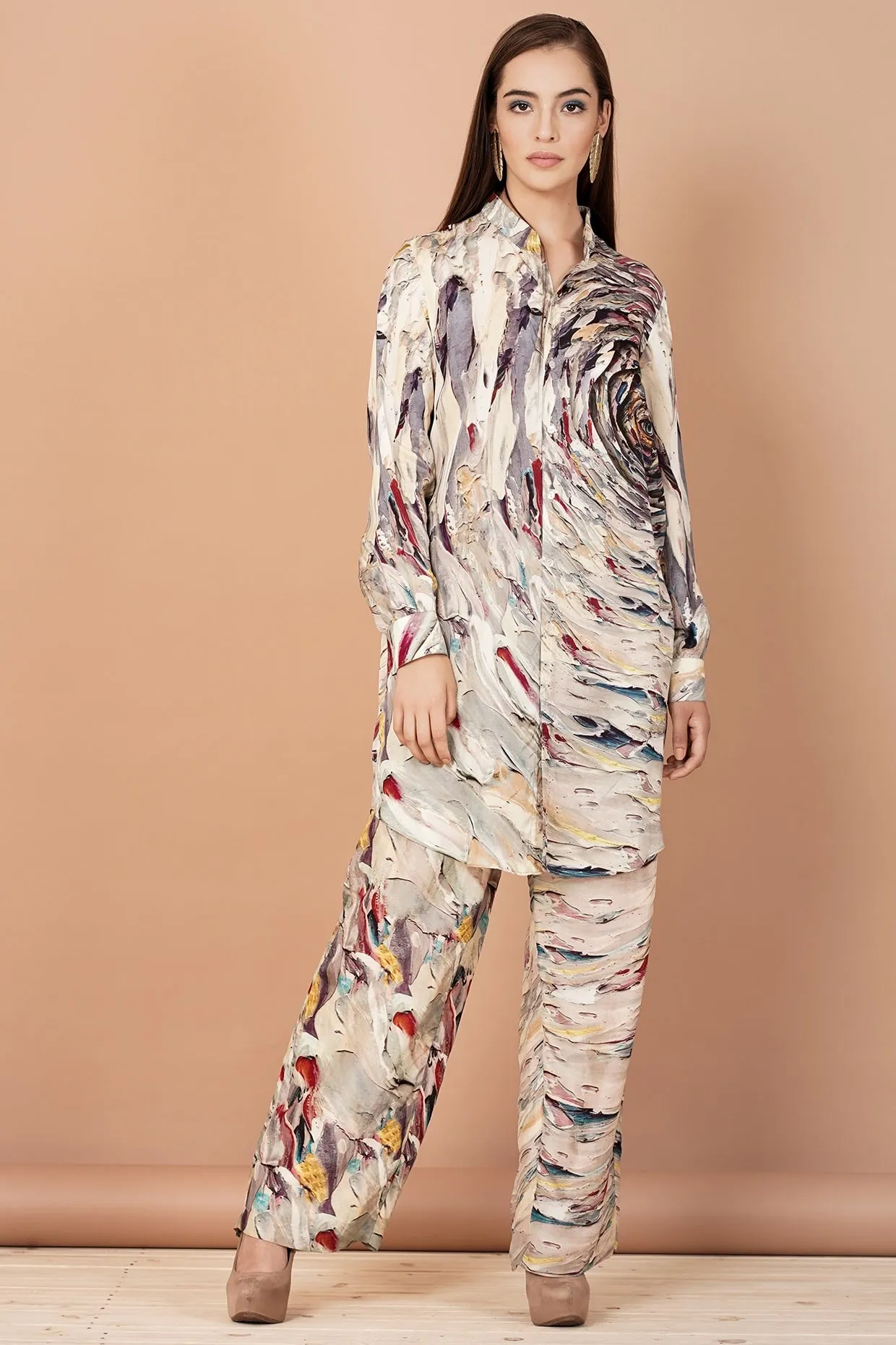 Multi-Coloured Printed Tunic Set