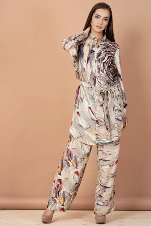 Multi-Coloured Printed Tunic Set