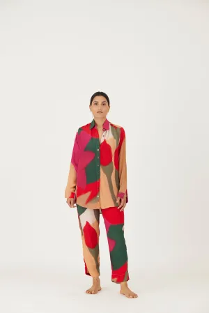 New Season Fall 24/Summer 25-Coord Set-Crepe-Lei Lani Red-YAMLS32-Fashion Edit Yam