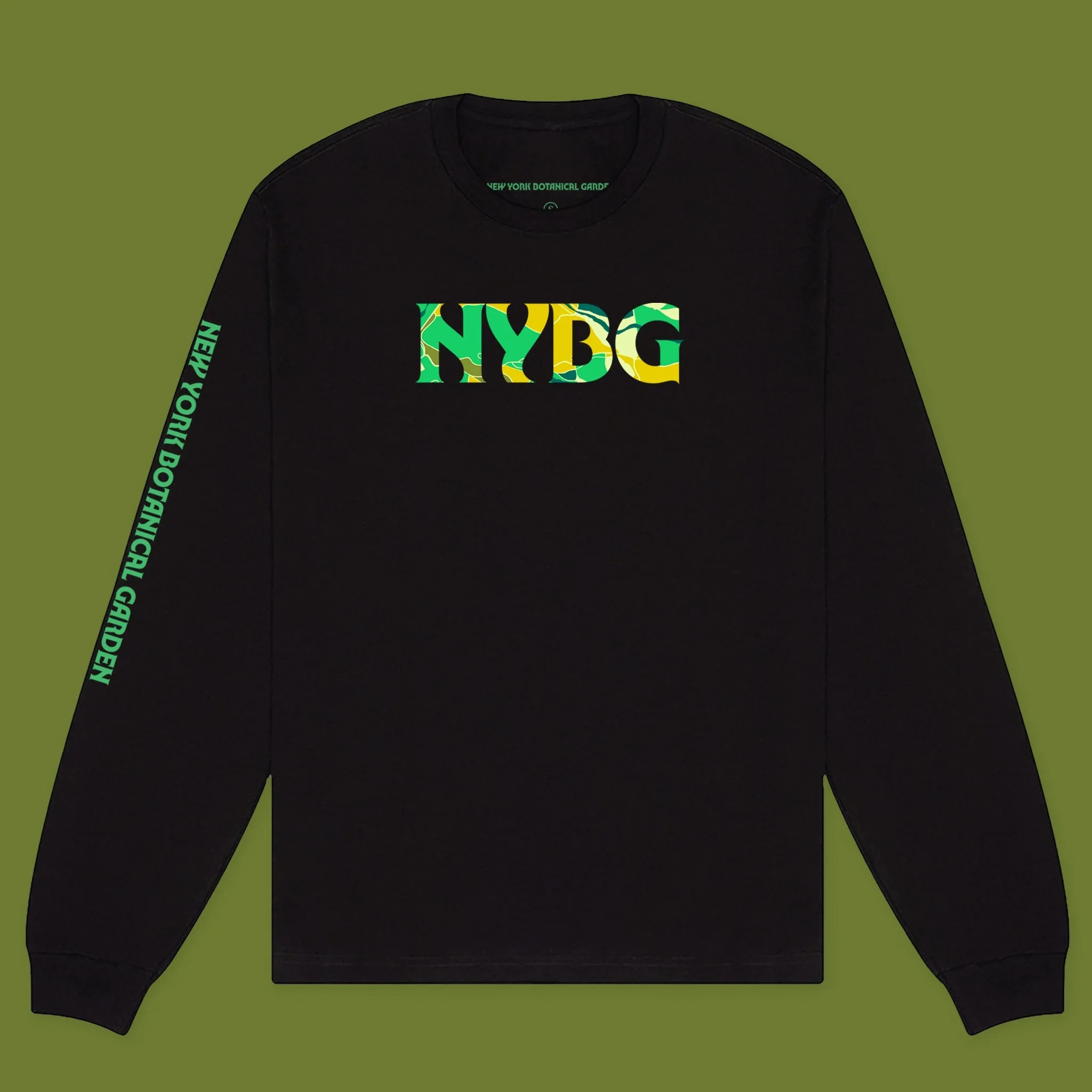 NYBG Map Logo Long Sleeve T-Shirt | Black