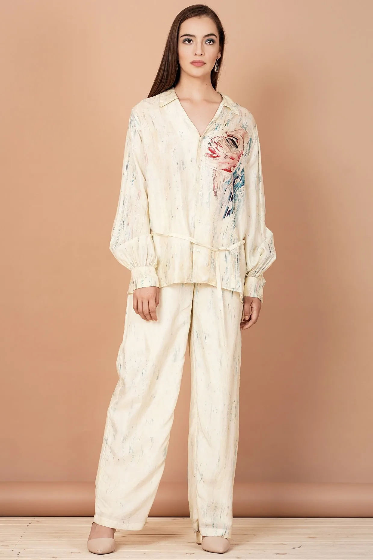 Off-White Printed Tunic Set