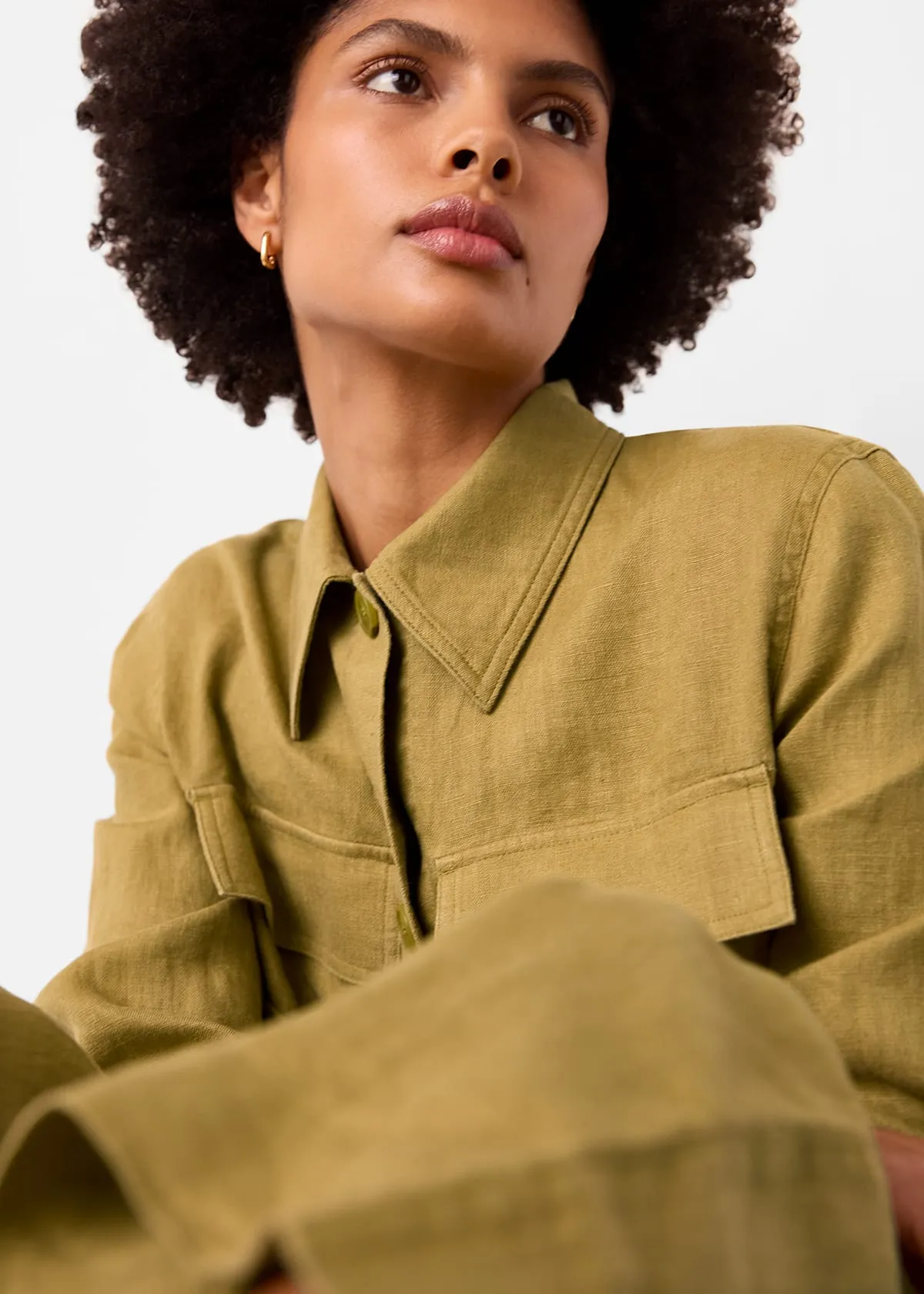 Olive Abby Linen Casual Jacket