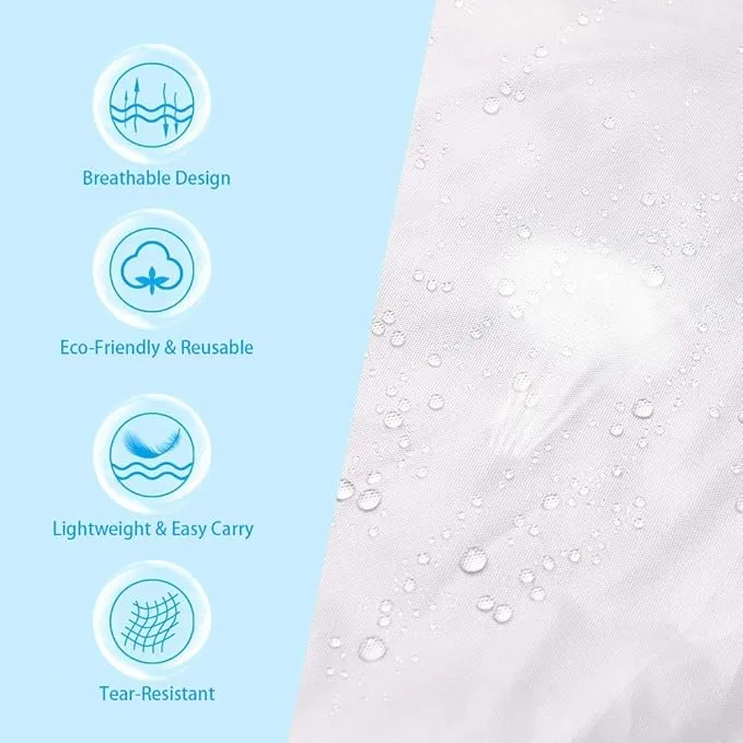 OSDUE Rain Ponchos for Adults Reusable, 2 Pcs Raincoats Emergency for Women Men with Hood and Drawstring, Waterproof Rain Coats Perfect for Camping, Hiking and Travel Outdoor (White)