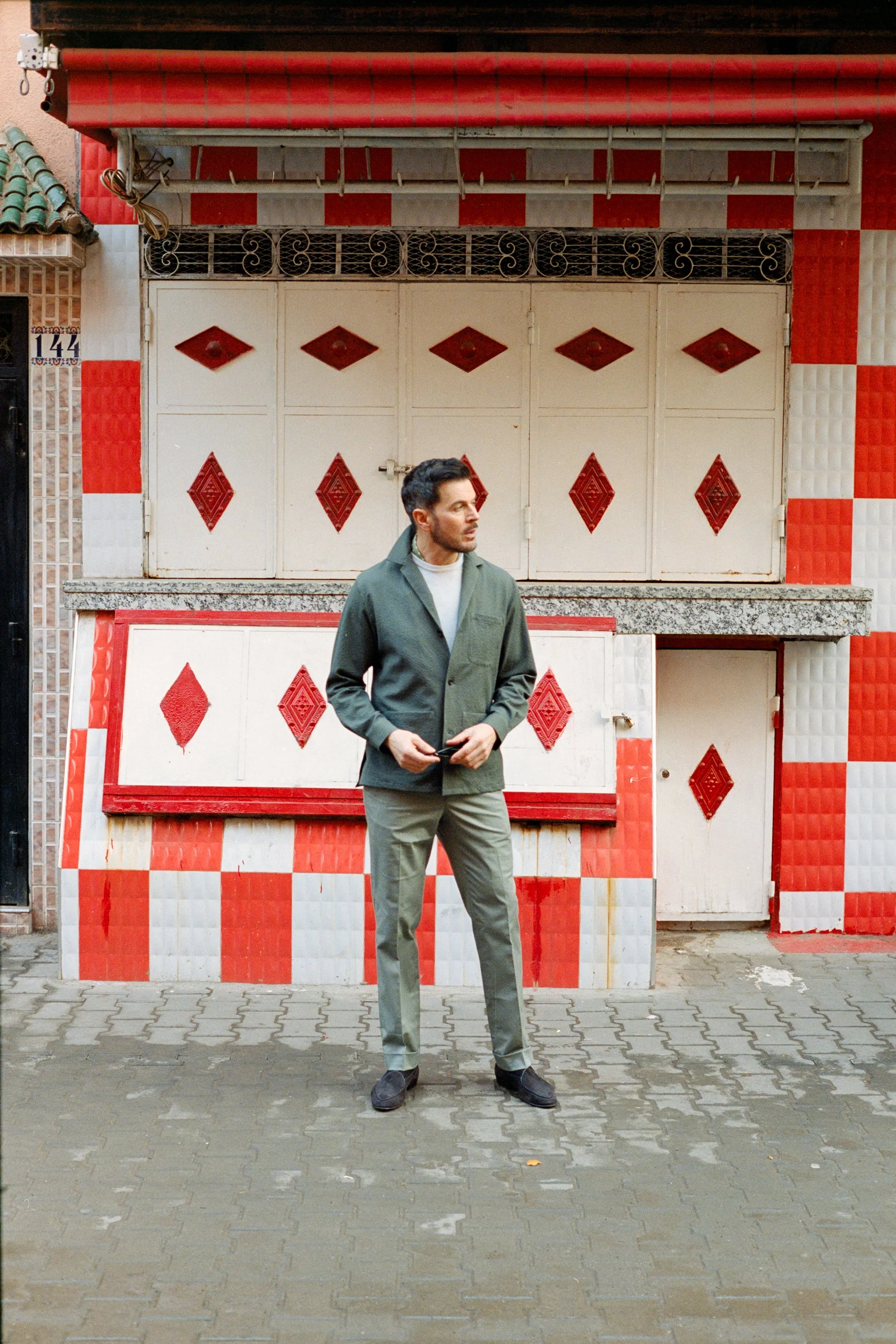 Painters Jacket it Olive Green Seersucker