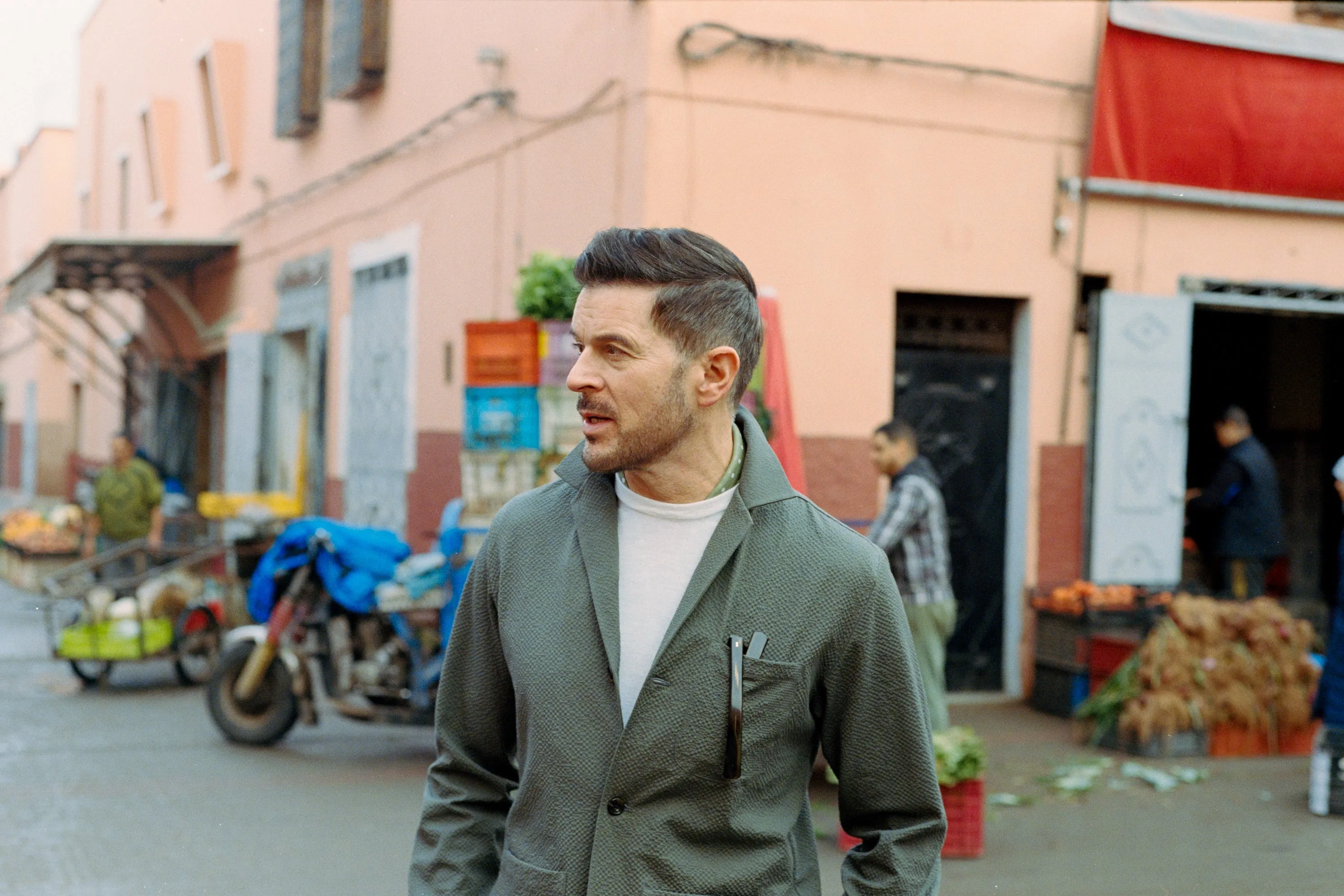 Painters Jacket it Olive Green Seersucker