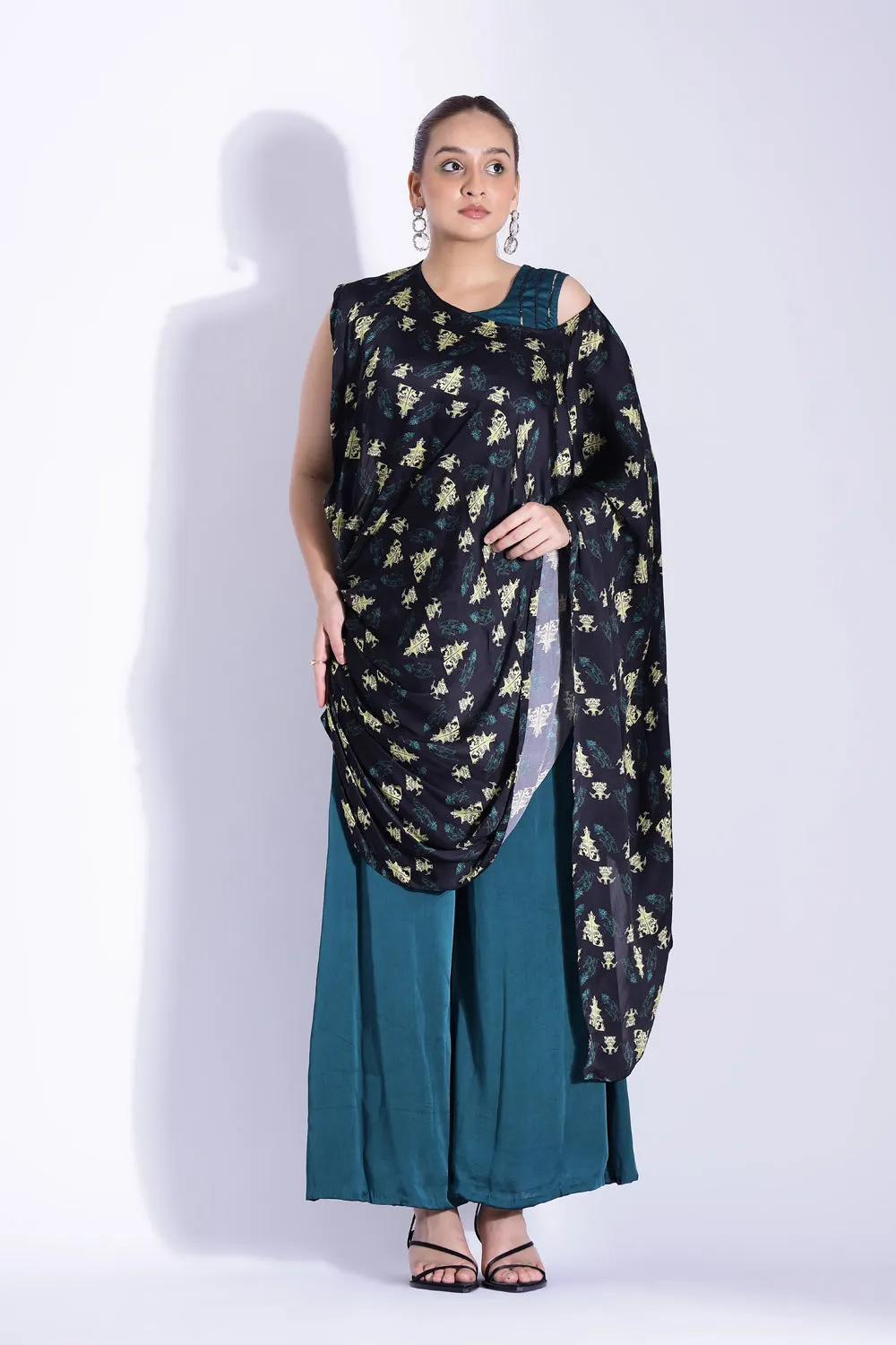 Pant Saree With A One-Shoulder Pallu