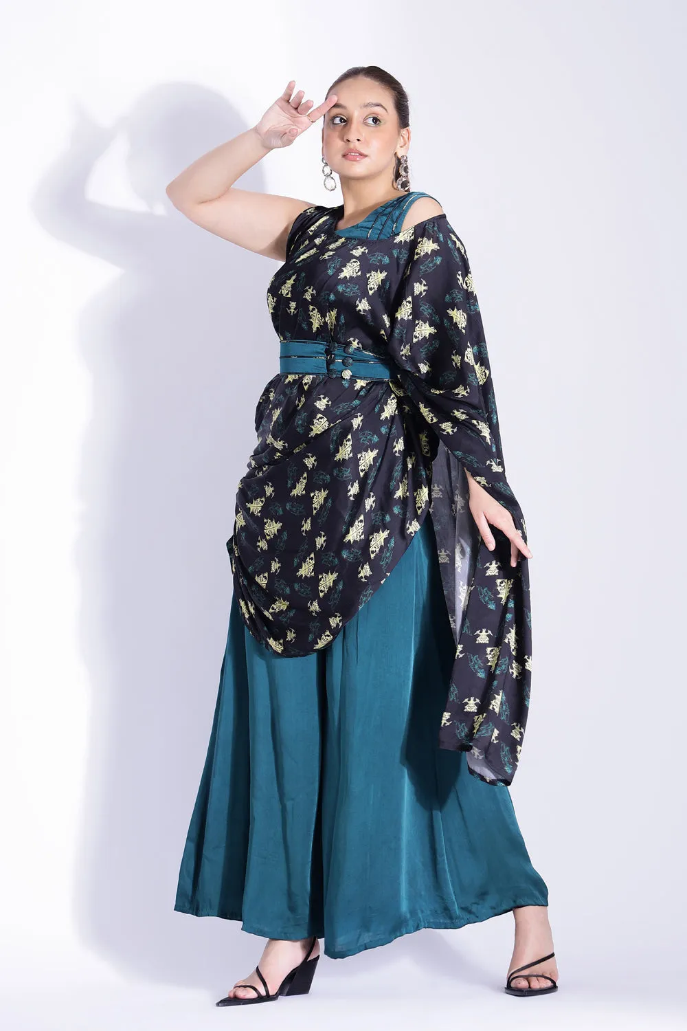 Pant Saree With A One-Shoulder Pallu