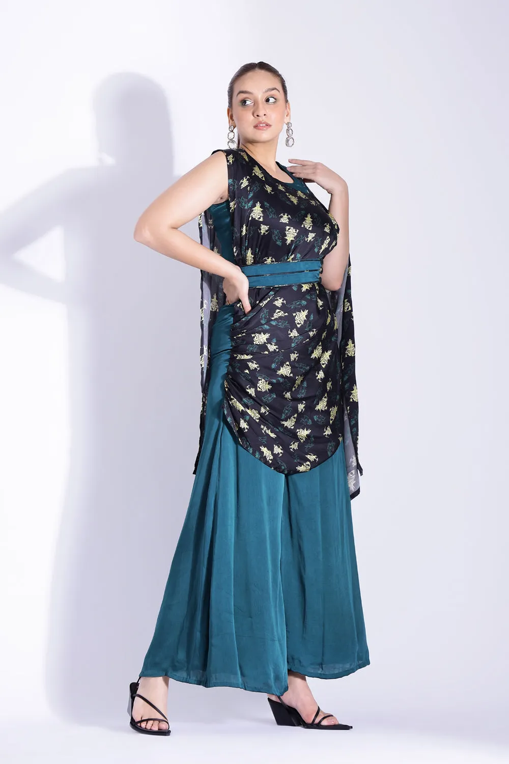 Pant Saree With A One-Shoulder Pallu