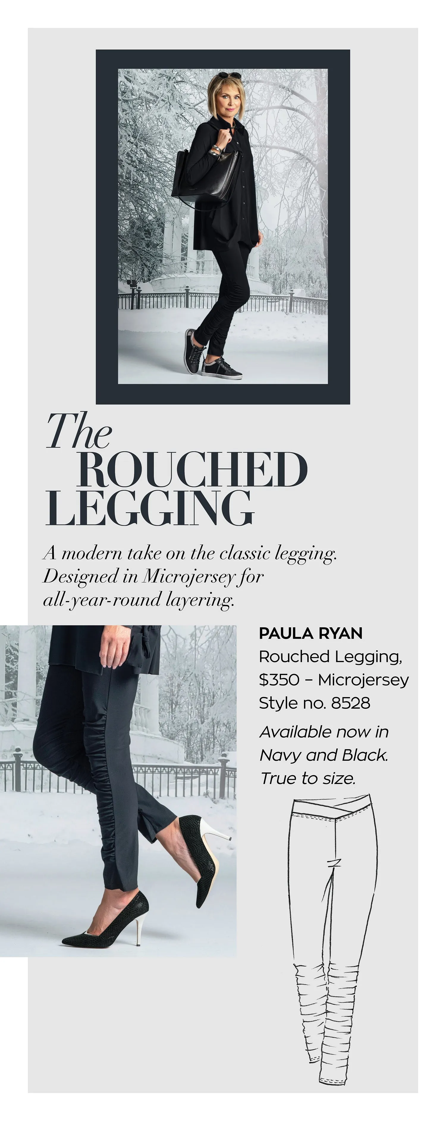 PAULA RYAN Rouched Legging - Black - Microjersey