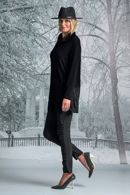PAULA RYAN Rouched Legging - Black - Microjersey