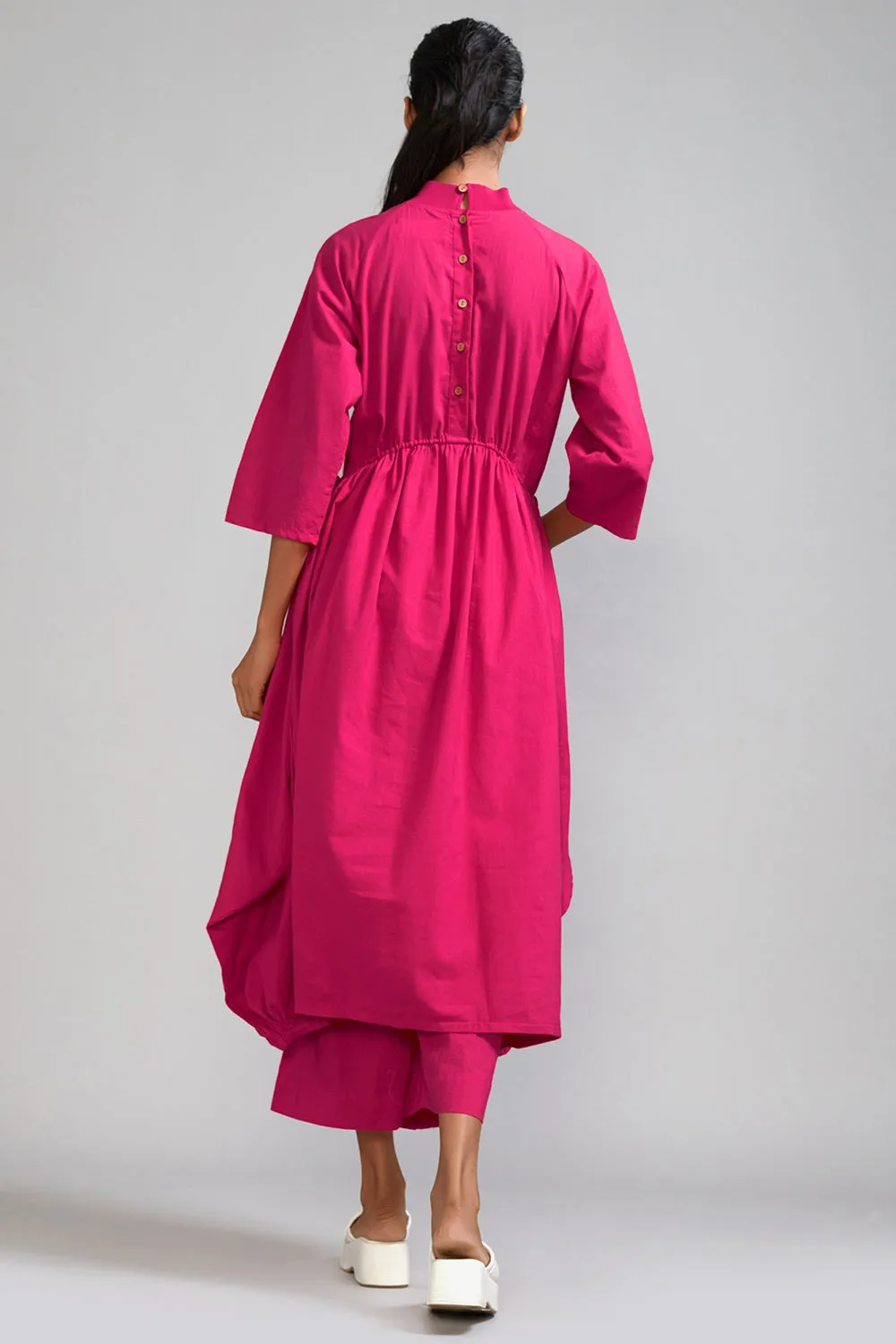 Pink Cotton Cowl Tunic Set