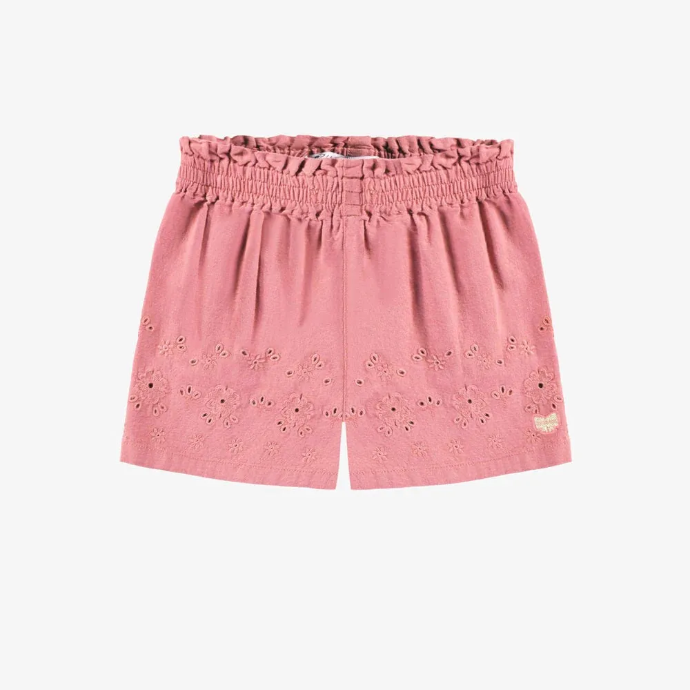 Pink Short With English Embroidery