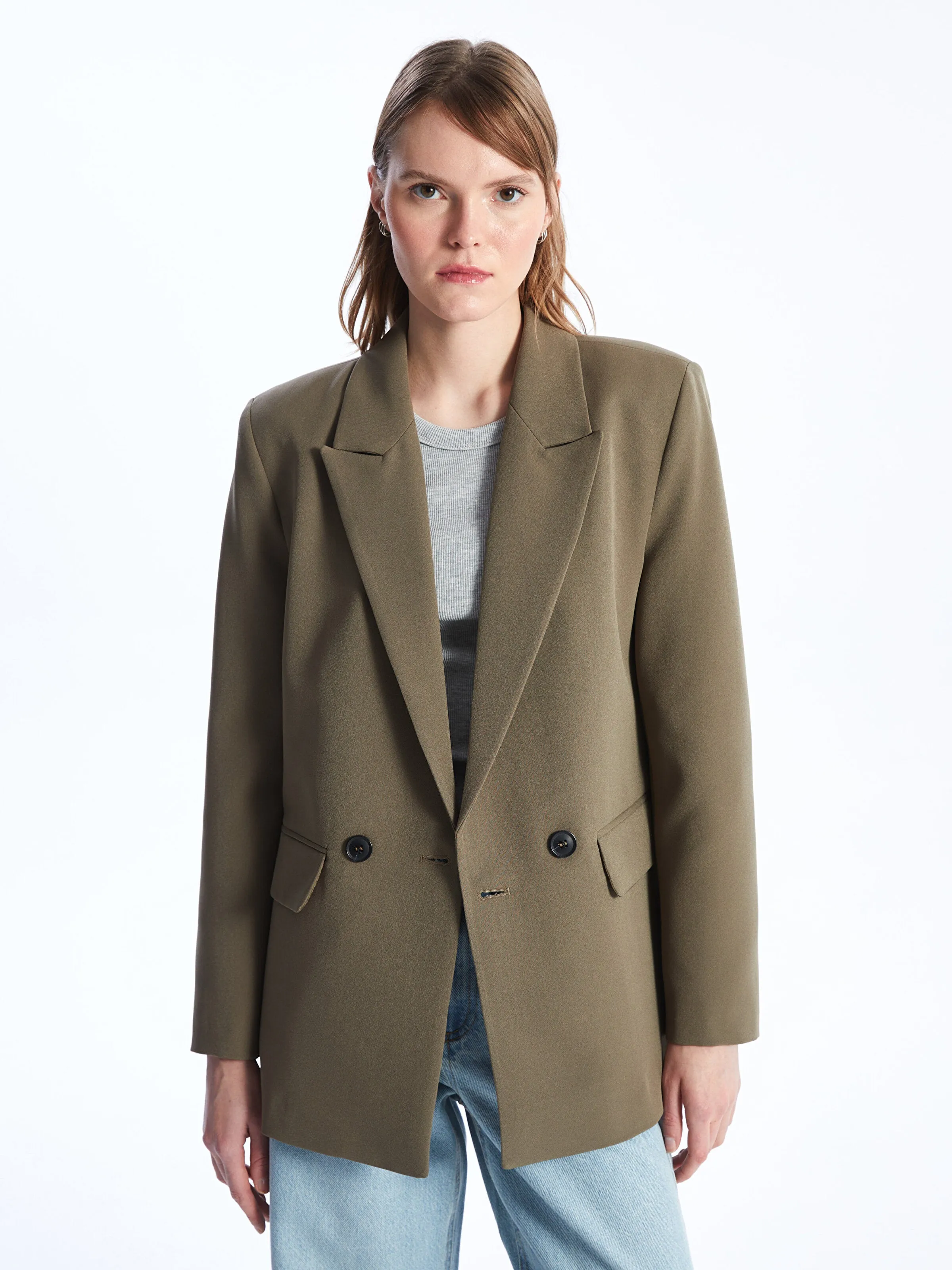 Plain Long Sleeve Women Blazer Jacket