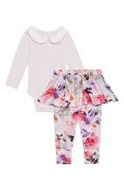 Posh Peanut Pari - L/S/Peterpan Collar Bodysuit & Skirted Legging Pastel Purple
