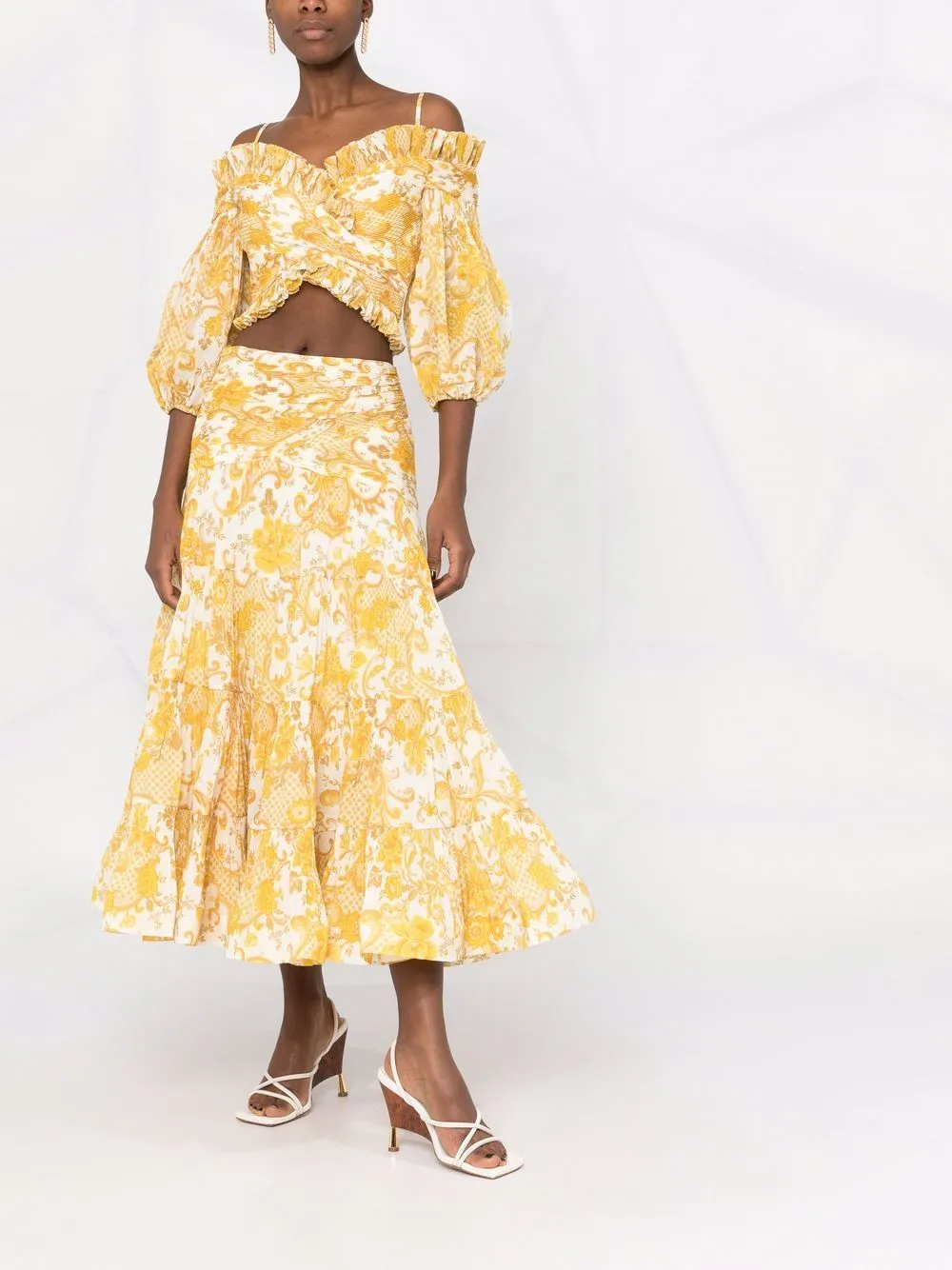 Postcard midi skirt