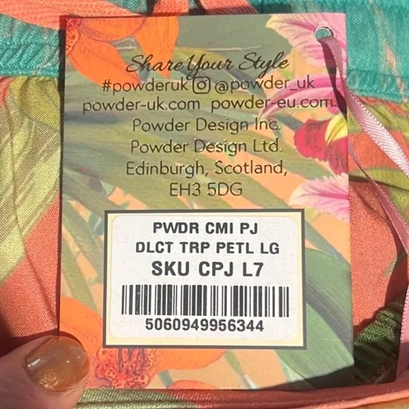 Powder Delicate Tropics pajamas/shorts &amp; cami-viscose-NWT/flaw noted on seam