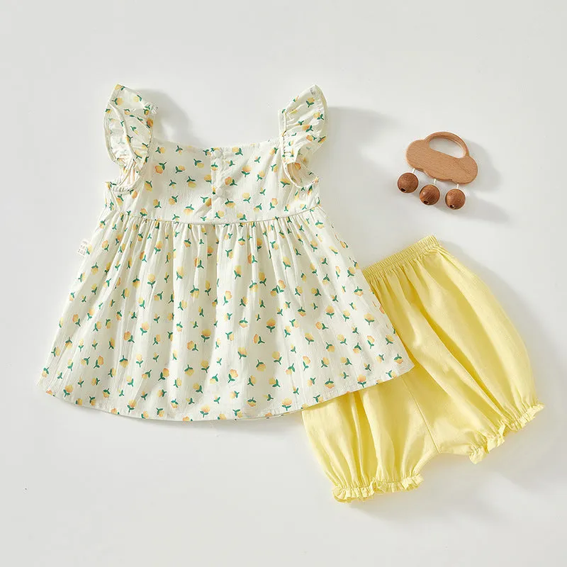 Princess Dress Sling Baby Girl Baby Suit Ins Pure Cotton Summer Thin with Shoulder-Straps Baby Suit Girl Dress