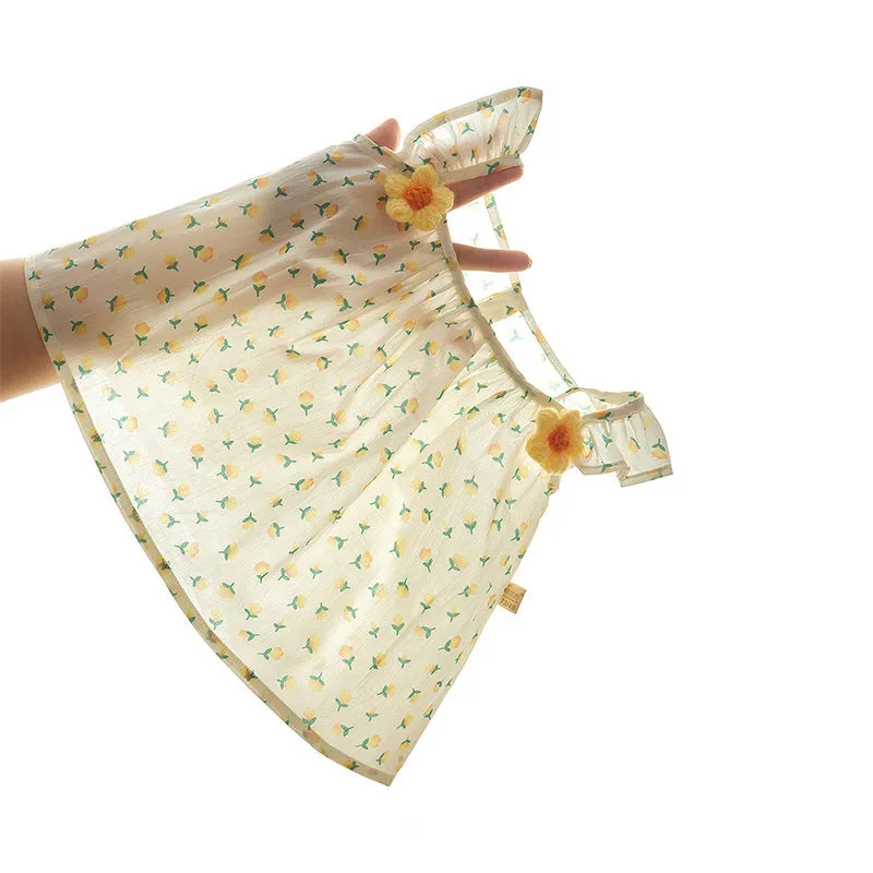 Princess Dress Sling Baby Girl Baby Suit Ins Pure Cotton Summer Thin with Shoulder-Straps Baby Suit Girl Dress
