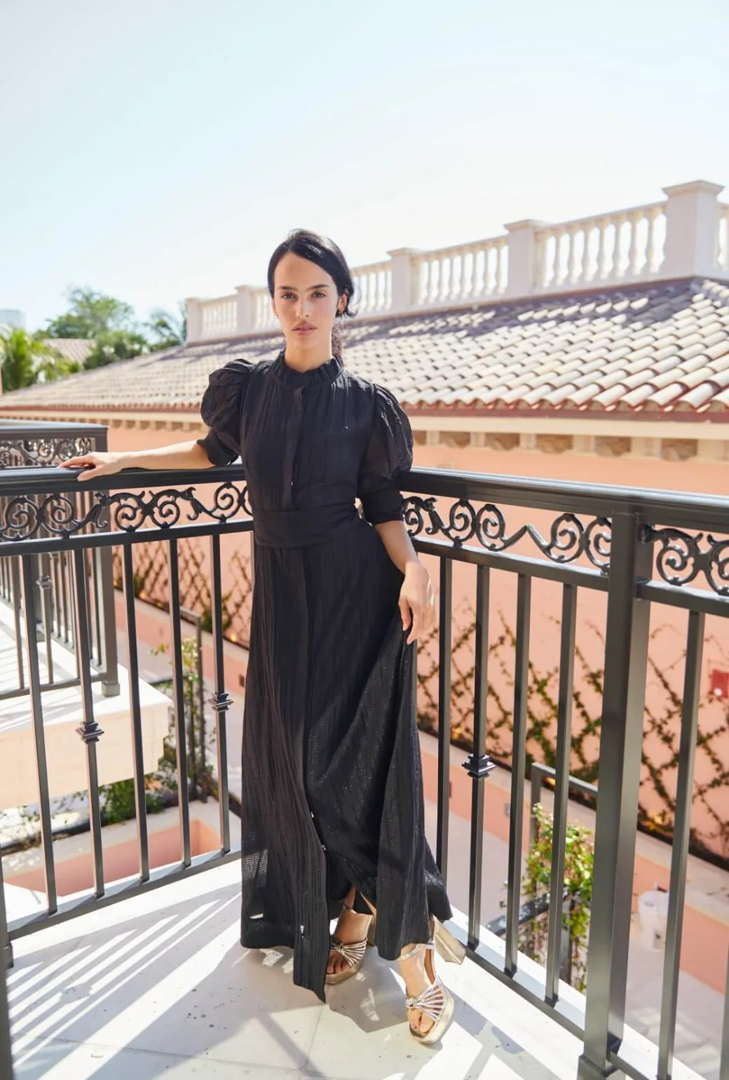 Puff Sleeve Day Gown - MAXI - Sheer Black