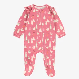 Pyjama une-pièce rose à motifs de Pâques, bébé || Pink one piece pajamas with Easter all over print, baby