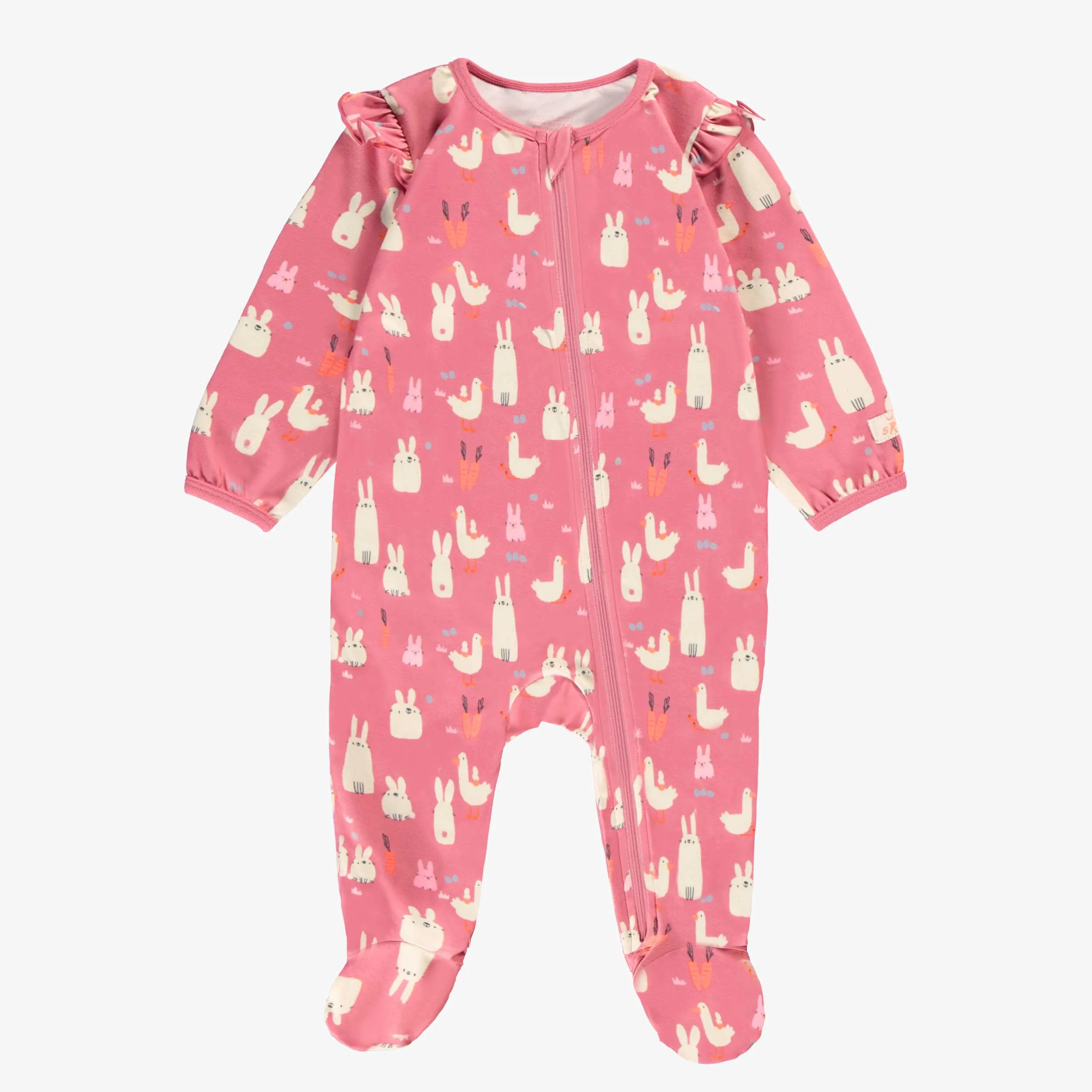 Pyjama une-pièce rose à motifs de Pâques, bébé || Pink one piece pajamas with Easter all over print, baby