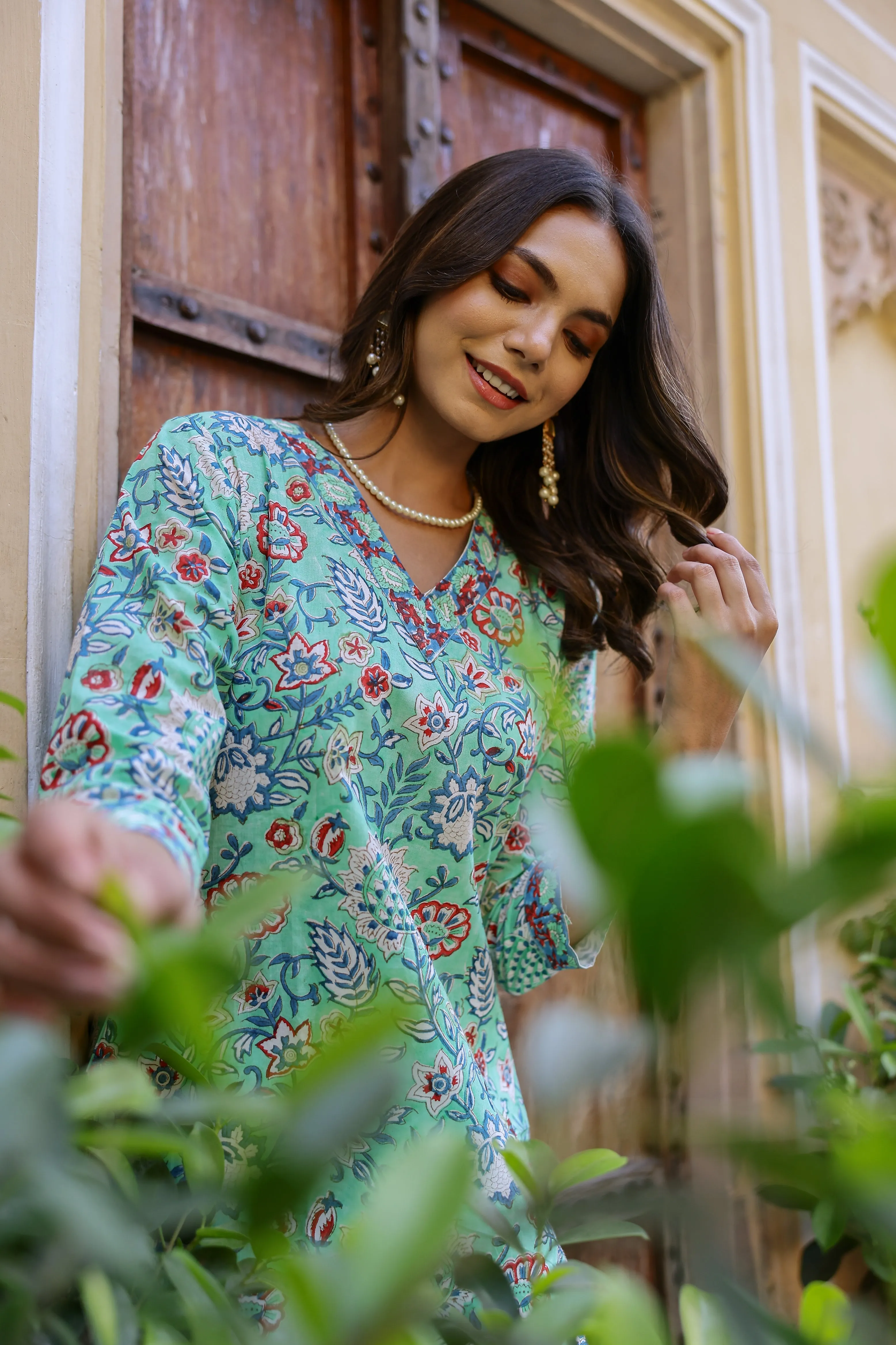 "Mahira" Cotton Kurta Set with Kota Doria Dupatta(3pc)