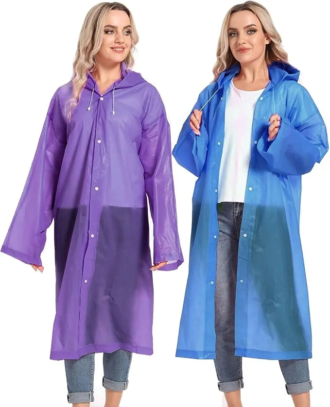 Rain Ponchos for Adults Reusable Raincoats Survival Heavy Duty Military Impermeable 2 Packs Rain Coat…