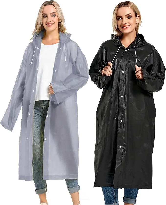Rain Ponchos for Adults Reusable Raincoats Survival Heavy Duty Military Impermeable 2 Packs Rain Coat…