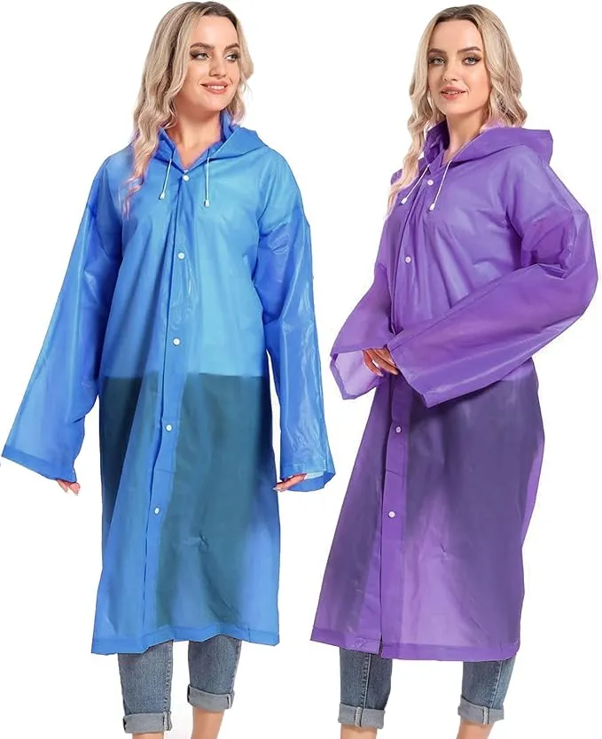 Rain Ponchos for Adults Reusable Raincoats Survival Heavy Duty Military Impermeable 2 Packs Rain Coat…