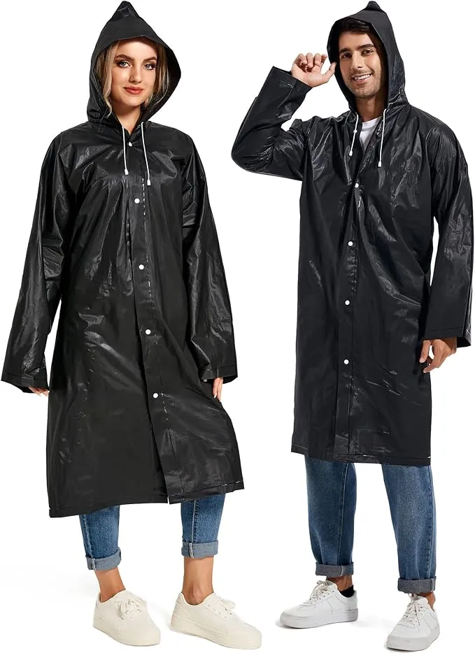 Rain Ponchos for Adults Reusable Raincoats Survival Heavy Duty Military Impermeable 2 Packs Rain Coat…