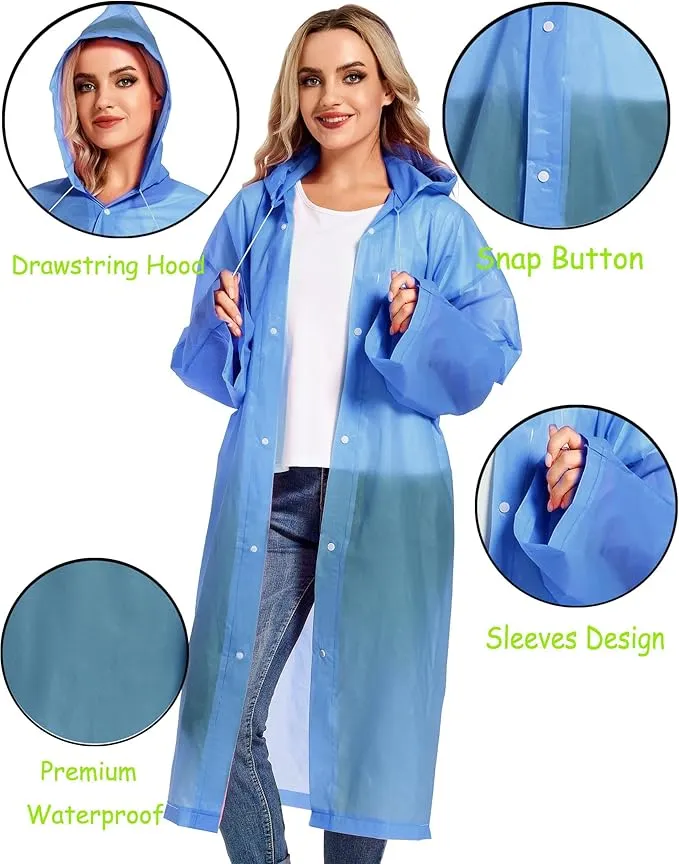Rain Ponchos for Adults Reusable Raincoats Survival Heavy Duty Military Impermeable 2 Packs Rain Coat…