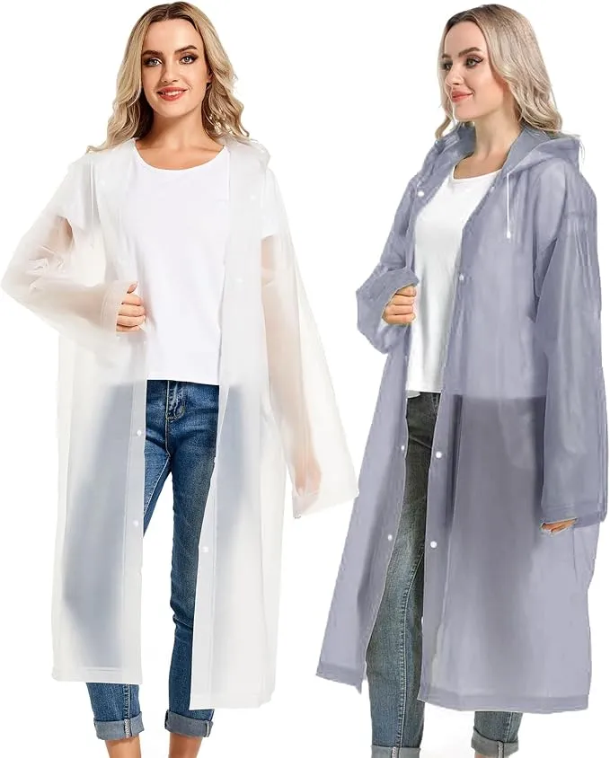 Rain Ponchos for Adults Reusable Raincoats Survival Heavy Duty Military Impermeable 2 Packs Rain Coat…