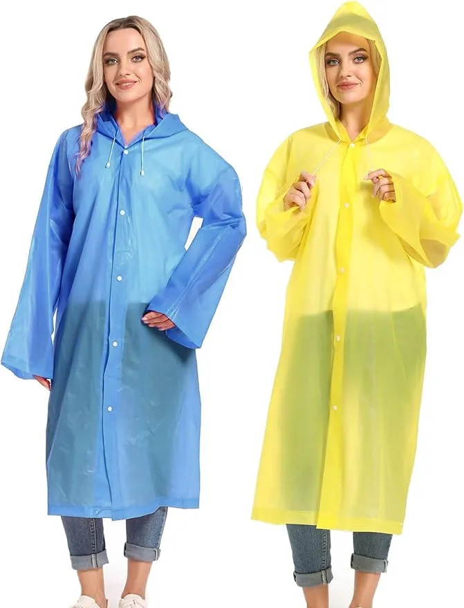 Rain Ponchos for Adults Reusable Raincoats Survival Heavy Duty Military Impermeable 2 Packs Rain Coat…