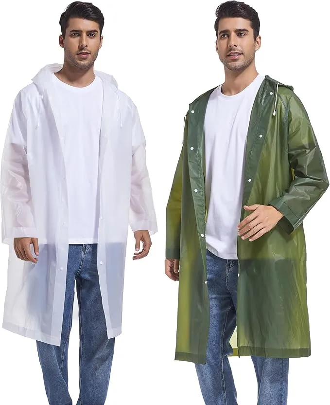 Rain Ponchos for Adults Reusable Raincoats Survival Heavy Duty Military Impermeable 2 Packs Rain Coat…