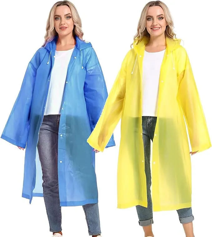 Rain Ponchos for Adults Reusable Raincoats Survival Heavy Duty Military Impermeable 2 Packs Rain Coat…